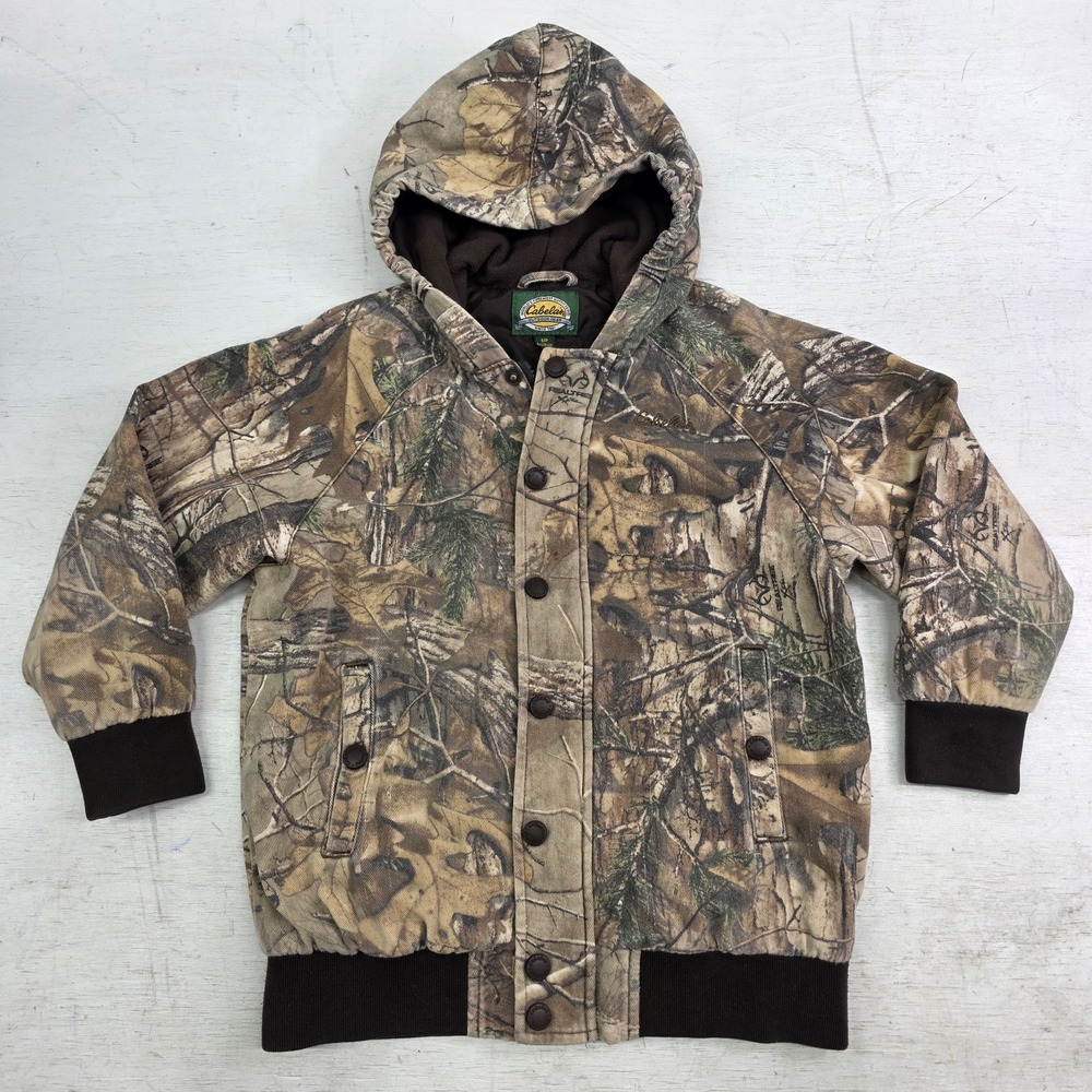 Cabelas Realtree Xtra Camo Lined Hunting Jacket Youth Kids Boys Sz S Faded*